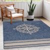 Home Decor Indoor/Outdoor Accent Rug Natural Stylish Classic Pattern Design - Navy - 3'0" X 5'0"