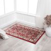 Stylish Classic Pattern Design Traditional Floral Filigree Bordered Area Rug - Red|Ivory - 9'-6" X 12'-9"