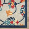 Stylish Classic Pattern Design Floral Damask High-Low Indoor Outdoor Area Rug - Navy|Orange - 3'6" X 5'6"