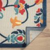 Stylish Classic Pattern Design Floral Damask High-Low Indoor Outdoor Area Rug - Navy|Orange - 3'6" X 5'6"